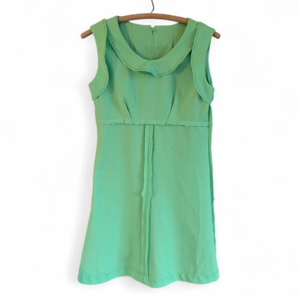 Vintage 1960s 70s Handmade Green A-Line Sleeveless Dress - Picture 9 of 11